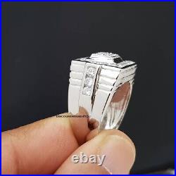 Men's 2.20CT Round Cut Cubic Zirconia Engagement Wedding Ring 925 Silver