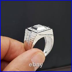 Men's 2.20CT Round Cut Cubic Zirconia Engagement Wedding Ring 925 Silver