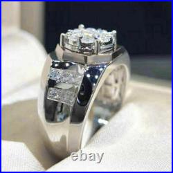 Men's 2.30 CT Round Cut Simulated Diamond Engagement Ring White Gold Plated
