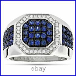 Men's 2.5CT Round Cut Simulated Blue Engagement Ring925 Silver