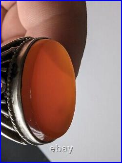 Men's 925 Sterling Silver Ring Made Natural Yemeni Red Agate Sz 9 Unstamped