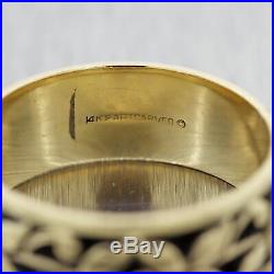 Men's Antique Victorian 14k Yellow Gold Engraved Band Ring