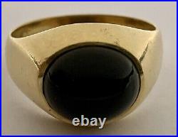 Men's Black Onyx 18k+ Solid Yellow Gold Ring Vintage Estate Portuguese Size 9.75