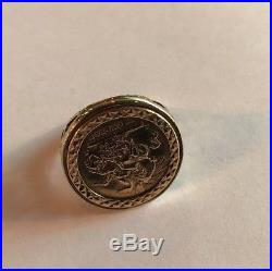 Men's COIN/Medal Ring 9ct Gold Quality Size R Weight 4.9g Vintage