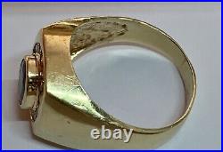 Men's Diamond Sapphire Ring Solid 14k Gold Vintage Ring, Yellow Gold, Estate