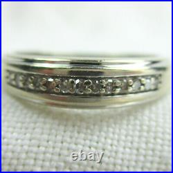 Men's Diamond White Gold Ring Size 8 Vintage 0.05 Carats 2.6 Grams