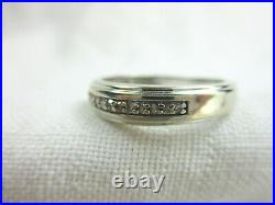 Men's Diamond White Gold Ring Size 8 Vintage 0.05 Carats 2.6 Grams