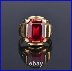 Men's Emerald 2 CT Red Ruby Vintage Art Deco Wedding Ring 925 Silver