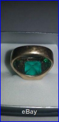 Men's Emerald Cut Emerald 14K GOLD SZ 10.5 KSK VINTAGE 1950S