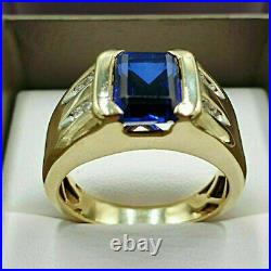 Men's Engagement Wedding Ring 2Ct Lab Created Sapphire 14K Yellow Gold Plated
