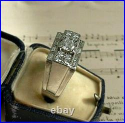 Men's Engagement & Wedding Vintage Ring 14k White Gold Over 1.63 Ct Diamond