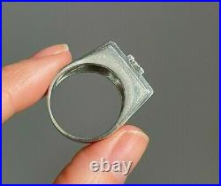 Men's Engagement & Wedding Vintage Ring 14k White Gold Over 1.63 Ct Diamond