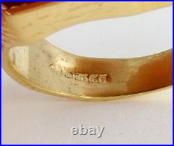 Men's Gents Large Vintage 9Ct Gold Signet Ring Set With Carnelian c 1983