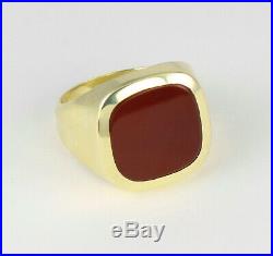 Men's Gents Vintage 14Ct 14K Gold Signet Ring With Carnelian