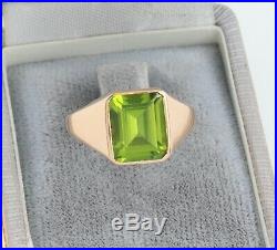Men's Gents Vintage 18Ct 18K Gold And Peridot Signet Ring