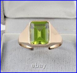 Men's Gents Vintage 18Ct 18K Gold And Peridot Signet Ring