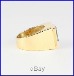 Men's Gents Vintage 18Ct 18K Gold & Blue Topaz Signet Ring