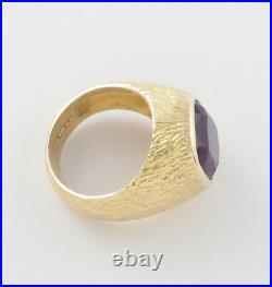 Men's Gents Vintage 9Ct 9K Gold Signet Ring With Amethyst