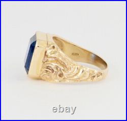 Men's Gents Vintage 9Ct 9K Gold Signet Ring With Blue Spinel
