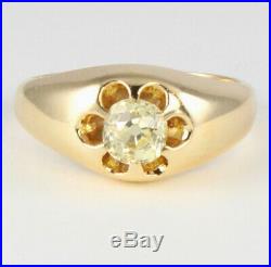 Men's Gents Vintage 9Ct Gold Ring With Solitaire Diamond 1.10 carat