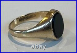 Men's Gents Vintage 9Ct Gold Signet Ring Black Onyx