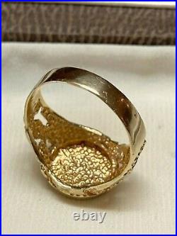 Men's Handsome Zodiac Sign Vintage 14k Gold Nugget Aries Ring. Size 11