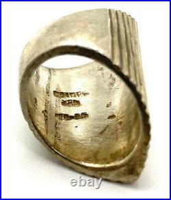 Men's Heavy Intricate Sterling Silver Statement Ring Vintage Unpolished Size 7