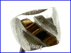 Men's Heavy Sterling Silver Statement Ring Vintage Unpolished Size 13