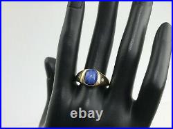 Men's JTC Vintage 14KY Gold Genuine Star Sapphire Ring withDiamond Accents, 6.9 GR