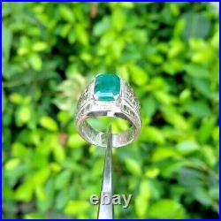 Men's Natural Emerald Ring Emerald Cut Real Zamurd Ring Real Columbian Emerald