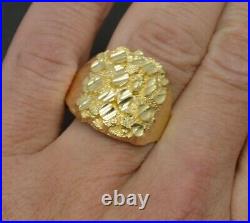 Men's Nugget Square Engagement Ring 14K Yellow Gold Plated 925 Sterling Silver