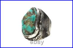 Men's Old Pawn Vintage Navajo Sterling Silver Turquoise Heavy Ring Size13 #M11