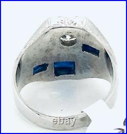 Men's Ring 14K White Gold Vintage Engagement Wedding Ring 2.32 Ct Round Diamond