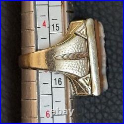 Men's Ring Double Sardonyx Cameo Soldiers 10K White Gold Vintage
