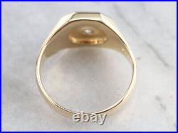 Men's Round Cut Diamond Vintage Solitaire Statement Ring 14K Yellow Gold Finish