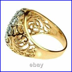 Men's Round Vintage Statement Pinky Ring Lab Created Diamond Yellow Gold Plated