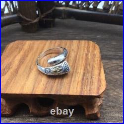 Men's Solid 925 Sterling Silver Portrait Pray Adjustable Vintage Style Ring