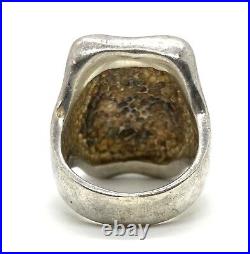Men's Sterling Statement Silver Rectangle Shield Heavy Ring Band Vintage Size 6