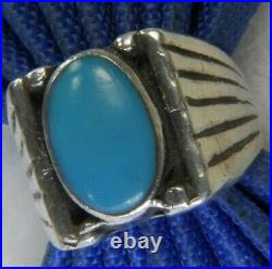 Men's Turquoise 5/8 vintage 0.925 Sterling Silver band Ring size 11.25