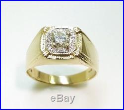 Men's Vintage 0.30ct Diamond Pinky Ring 14k Solid Yellow Gold Size 8