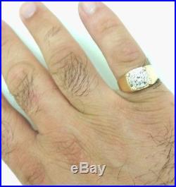 Men's Vintage 0.30ct Diamond Pinky Ring 14k Solid Yellow Gold Size 8