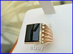 Men's Vintage 10K Yellow Gold Black Onyx Ring 8 Grams Size 8.25