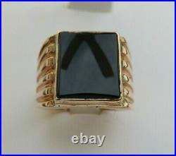 Men's Vintage 10K Yellow Gold Black Onyx Ring 8 Grams Size 8.25