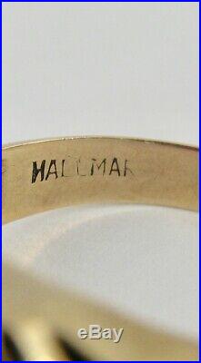 Men's Vintage 10k Gold Diamond Simulated Ruby Ring Signed Hallmark Sz 12.5