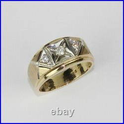 Men's Vintage 10k Yellow Gold and Diamond Band Ring Size 10