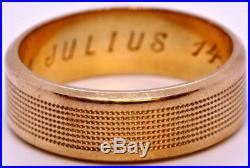 Men's Vintage 14K Solid Rose Gold 585 RS Textured 6.5mm Wedding Band Ring Size 9
