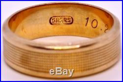 Men's Vintage 14K Solid Rose Gold 585 RS Textured 6.5mm Wedding Band Ring Size 9