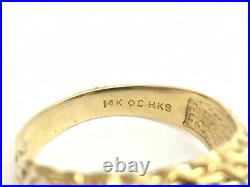 Men's Vintage 14K Yellow Gold Onyx & Diamond Nugget Style Ring Size 10, 7 Grams