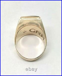 Men's Vintage 14 K Yellow Gold JADE ASIAN DESIGN Ring Size 12.5
