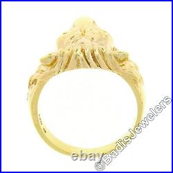 Men's Vintage 14k Yellow Gold Diamond Eyes & Mouth Detailed 3D Lion Head Ring